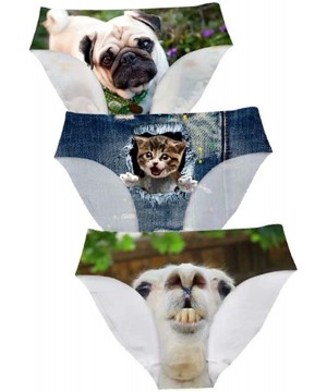 Panties Sexy Women Underwear Briefs Breathable Hipster Panty White Alpaca Print - 3 Pcs Animals 9 - CQ18LU0EZON