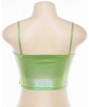 Camisoles & Tanks Women's Strappy Crop Top Shirts - Bralette- Wrap Around Tops- Halter Styles - Style/7 Fluorescent Green - C...