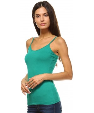 Camisoles & Tanks Women's Camisole Tank Top Single Piece Stretch Soft Cotton Solid Colors - Emerald Green - CR186LZQXSE