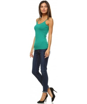 Camisoles & Tanks Women's Camisole Tank Top Single Piece Stretch Soft Cotton Solid Colors - Emerald Green - CR186LZQXSE