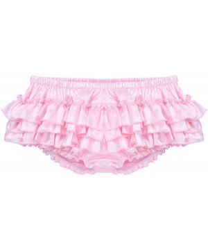 Briefs Men Sissy Frilly Panties Bloomers Ruffled Skirted Thong Satin Bikini Underwear Pajamas Lingerie - Pink - CR18WXRKQC0