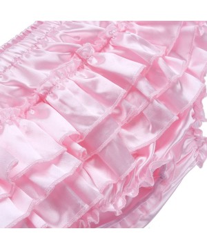 Briefs Men Sissy Frilly Panties Bloomers Ruffled Skirted Thong Satin Bikini Underwear Pajamas Lingerie - Pink - CR18WXRKQC0