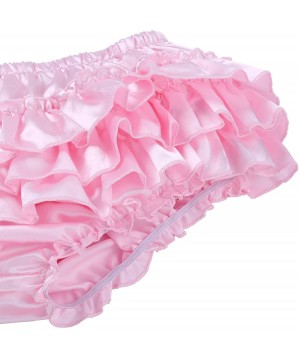 Briefs Men Sissy Frilly Panties Bloomers Ruffled Skirted Thong Satin Bikini Underwear Pajamas Lingerie - Pink - CR18WXRKQC0