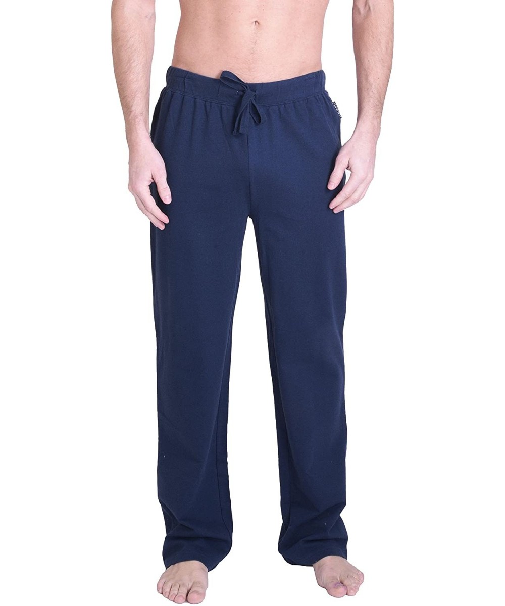 Sleep Bottoms Cherokee Men's Polar Fleece French Terry Knit Pajama Pants Sleepwear - Navy - CK182XLTAUI