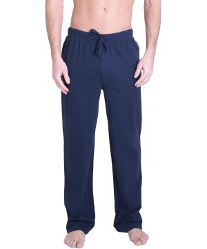 Sleep Bottoms Cherokee Men's Polar Fleece French Terry Knit Pajama Pants Sleepwear - Navy - CK182XLTAUI