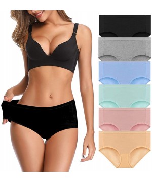 Panties Womens Underwear Mid Waist Full Coverage Breathable Ladies Briefs Panties for Women - Multi-c-6 Pack - CO18TOTZW5C