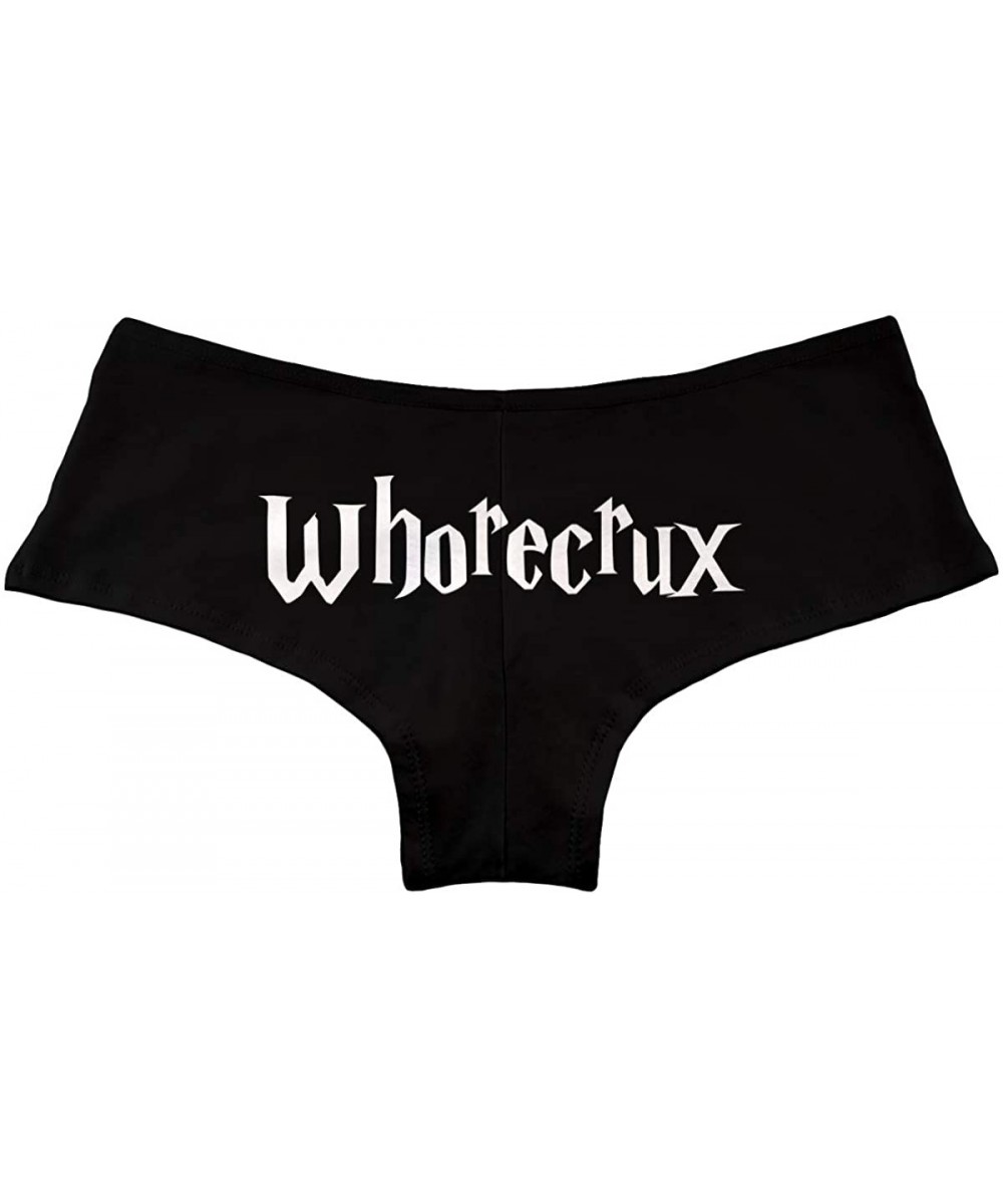 Panties Whorecrux Women's Boyshort Underwear Panties - Black - CA19342T6UR