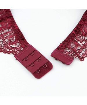 Garters & Garter Belts Floral Lace Garter Belt Stockings Sexy Underwear 2 pcs for Ladies - Wine Red - CZ196WSHCHG