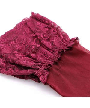 Garters & Garter Belts Floral Lace Garter Belt Stockings Sexy Underwear 2 pcs for Ladies - Wine Red - CZ196WSHCHG