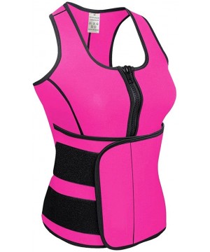 Shapewear Neoprene Sauna Suit Waist Trainer Body Shaper for Women Weight Loss with Adjustable Waist Trimmer Belt - Pink - CM1...