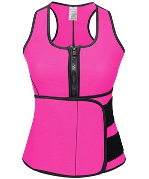 Shapewear Neoprene Sauna Suit Waist Trainer Body Shaper for Women Weight Loss with Adjustable Waist Trimmer Belt - Pink - CM1...