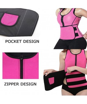 Shapewear Neoprene Sauna Suit Waist Trainer Body Shaper for Women Weight Loss with Adjustable Waist Trimmer Belt - Pink - CM1...