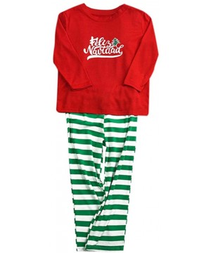 Thermal Underwear Family Christmas Pajamas Set Merry Xmas Tee Striped Pants Matching Family Outfits Pjs Sleepwear - Red(child...