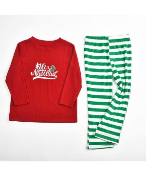 Thermal Underwear Family Christmas Pajamas Set Merry Xmas Tee Striped Pants Matching Family Outfits Pjs Sleepwear - Red(child...