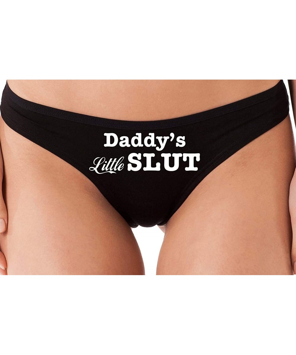 Panties Daddys Little Slut Lil DDLG BDSM Sexy Black Thong Underwear - White - CE18S4UYDTL