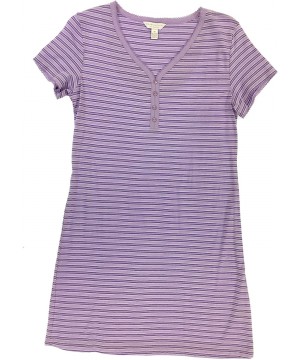 Nightgowns & Sleepshirts Club 100% Cotton Sleepshirt - Purple Stripe - CG198ZRR7UR