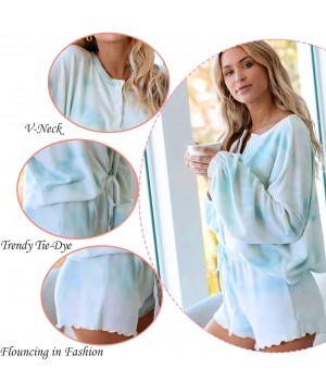 Bottoms Pajama Sets for Women Tie Dye Sleepwear Drawstring Shorts Set Ladies Grils Casual Loungewear Home Wear - C Light Cyan...