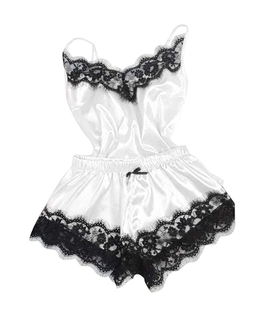 Baby Dolls & Chemises Lace Sleepwear Lingerie Temptation Babydoll Underwear Nightdress Intimates Pajama Set Satin Nightwear V...