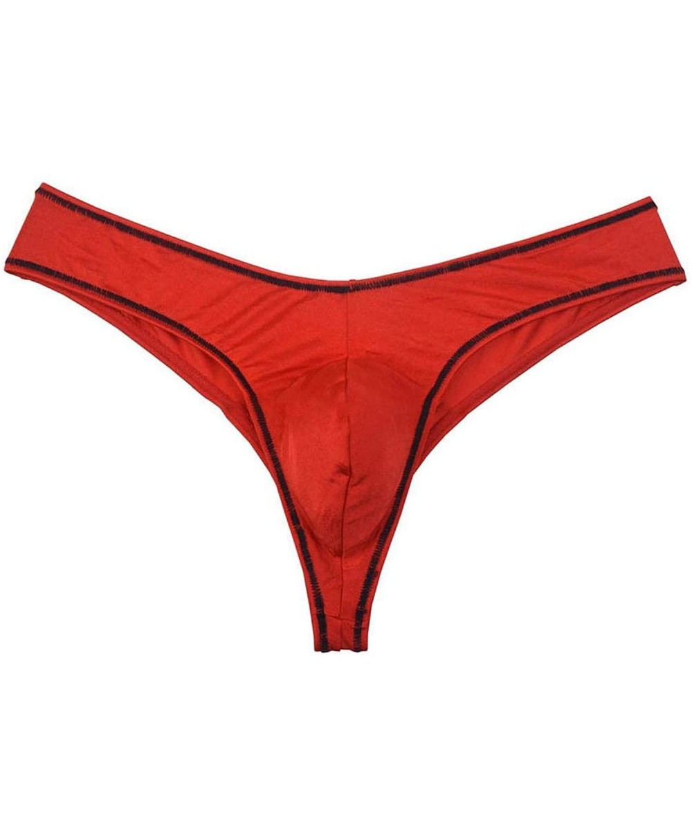 G-Strings & Thongs Men Thongs G-Strings Underwear Male Bulge Pouch Micro Jockss Pants Mini Bikini - Red - CL198U3ER06