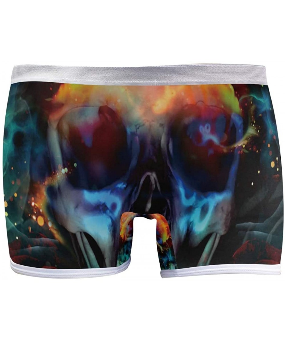 Panties Women's Seamless Boyshort Panties Tie Dye Print Underwear Stretch Boxer Briefs - Psychedelic Skull Skeleton - CE18SAK...