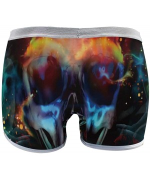 Panties Women's Seamless Boyshort Panties Tie Dye Print Underwear Stretch Boxer Briefs - Psychedelic Skull Skeleton - CE18SAK...