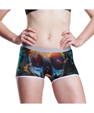 Panties Women's Seamless Boyshort Panties Tie Dye Print Underwear Stretch Boxer Briefs - Psychedelic Skull Skeleton - CE18SAK...