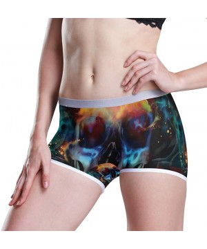 Panties Women's Seamless Boyshort Panties Tie Dye Print Underwear Stretch Boxer Briefs - Psychedelic Skull Skeleton - CE18SAK...