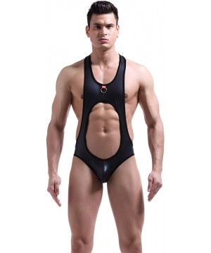 Shapewear Men's Jockstrap Leotard Underwear Jumpsuits Wrestling Singlet Bodysuit - 1820 Black - CM18LC3DEAH