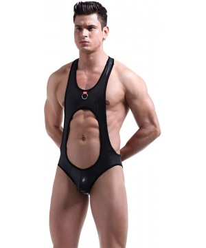 Shapewear Men's Jockstrap Leotard Underwear Jumpsuits Wrestling Singlet Bodysuit - 1820 Black - CM18LC3DEAH