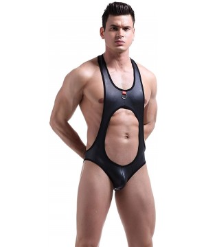 Shapewear Men's Jockstrap Leotard Underwear Jumpsuits Wrestling Singlet Bodysuit - 1820 Black - CM18LC3DEAH