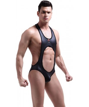 Shapewear Men's Jockstrap Leotard Underwear Jumpsuits Wrestling Singlet Bodysuit - 1820 Black - CM18LC3DEAH