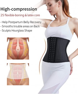 Shapewear Women's Underbust Latex Sport Girdle Waist Trainer Corsets Hourglass Body Shaper - Black (25 Bones- Breathable) - C...