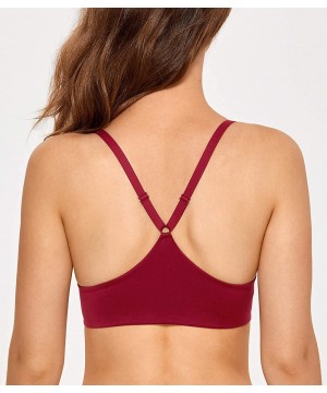 Bras Women's Racerback Front Closure Lightly Padded Underwire Tshirt Bra - Cerise - C118UNDYWGK