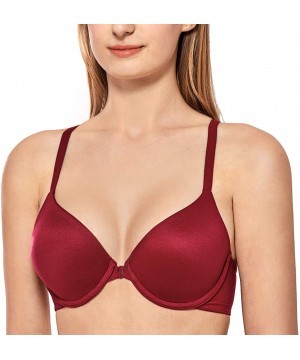 Bras Women's Racerback Front Closure Lightly Padded Underwire Tshirt Bra - Cerise - C118UNDYWGK