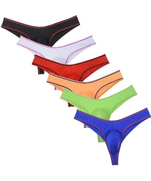 G-Strings & Thongs Men Thongs G-Strings Underwear Male Bulge Pouch Micro Jockss Pants Mini Bikini - Red - CL198U3ER06