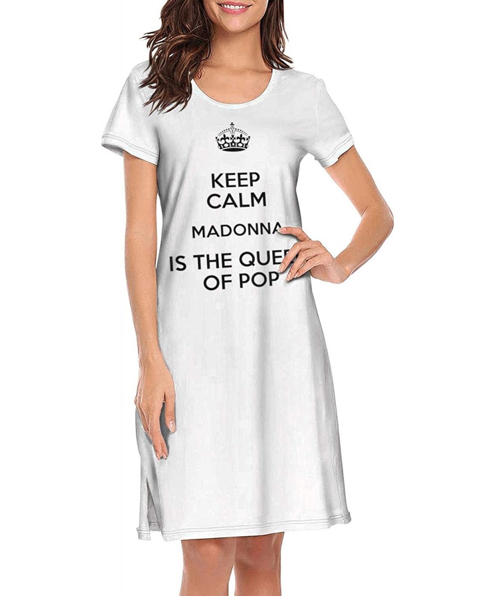 Nightgowns & Sleepshirts Keep-Calm-and-Hate-Madonna- Sexy Nightgowns Long Nightdress Sleepshirts Pajamas for Women Men - Whit...