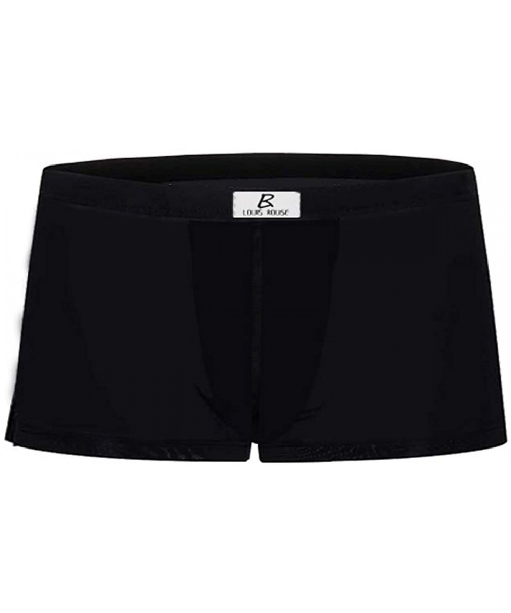 Boxer Briefs Mens Boxer Briefs Underwear Mens Boxer Shorts Smooth Short Leg Mens Underwear - Black - CY128PRJXX1