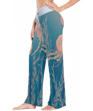 Bottoms Sea Art Jellyfish Women's Pajama Pants Comfy Drawstring Lounge Pants Sleepwear - CD19CYXUQCH