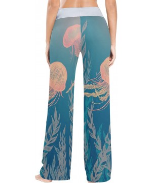 Bottoms Sea Art Jellyfish Women's Pajama Pants Comfy Drawstring Lounge Pants Sleepwear - CD19CYXUQCH