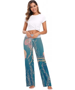 Bottoms Sea Art Jellyfish Women's Pajama Pants Comfy Drawstring Lounge Pants Sleepwear - CD19CYXUQCH