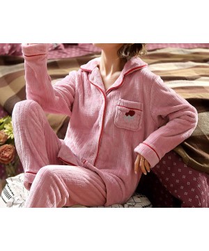 Sleep Sets Men Women Autumn Winter Long Sleeve Sleepwear Pyjama Couple Homme Nightwear Cardigan Pyjamas - U - C818AQ66RY0