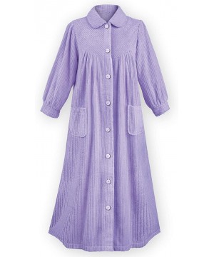 Robes Women's Cozy Button Front Robe Ivory Large - Lavender - CE18ZYLA0YM