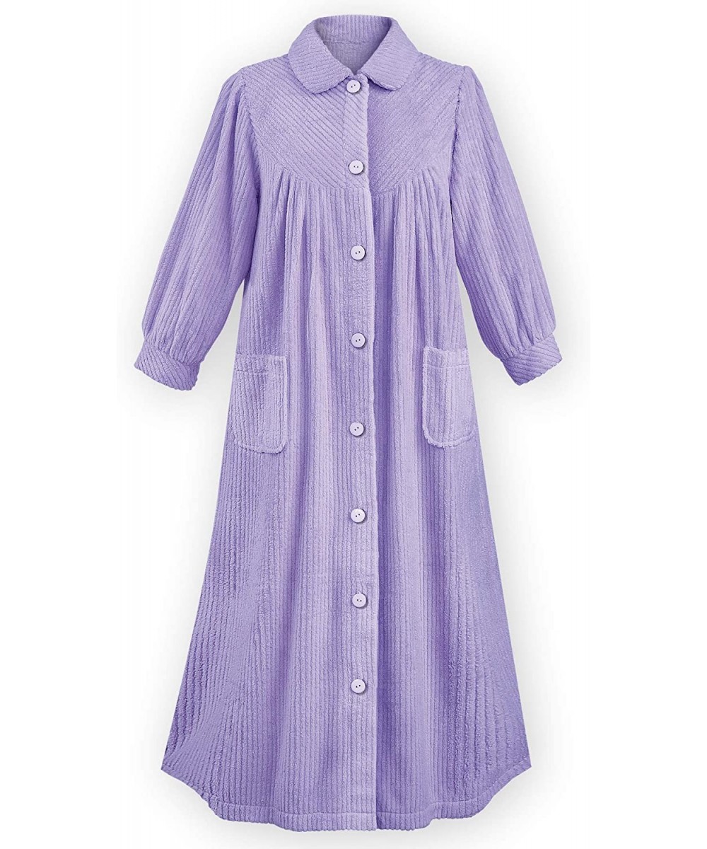 Robes Women's Cozy Button Front Robe Ivory Large - Lavender - CE18ZYLA0YM