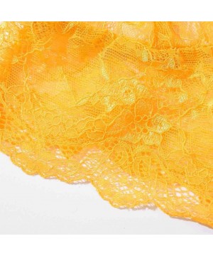 Garters & Garter Belts Women Plus Size Lace Bra Lingerie Sexy V-Neck Underwear Vest Crop Wireless Lingerie - Yellow - CQ192RG...