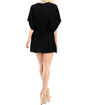 Nightgowns & Sleepshirts Women's Plus Size Beach Kaftan Dress Swimsuit Cover Ups Embroidery A - Halloween Black_g354 - CZ11JW...