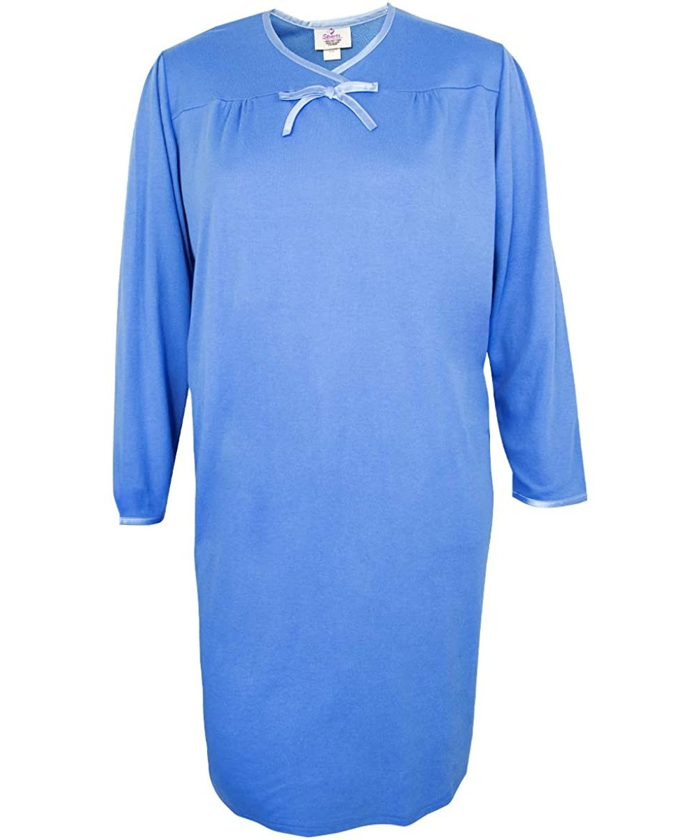 Nightgowns & Sleepshirts Adaptive Open Back Hospital Nightgown - Blue - CW19C69OUYI