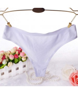 Robes Women Sexy Thong Panties Fashion Delicate Translucent Underwear Sheer Lace Lace Casual Underpant - White - CR195AQA02C