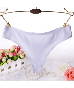 Robes Women Sexy Thong Panties Fashion Delicate Translucent Underwear Sheer Lace Lace Casual Underpant - White - CR195AQA02C