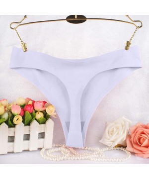 Robes Women Sexy Thong Panties Fashion Delicate Translucent Underwear Sheer Lace Lace Casual Underpant - White - CR195AQA02C