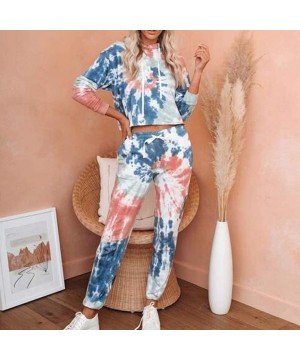 Sets Pajama Set for Women-Women's Cozy Tie Dye Printed Loungewear Sleepwear Pajamas Long Joggers Pajamas Set - A - C319DSHAK5M